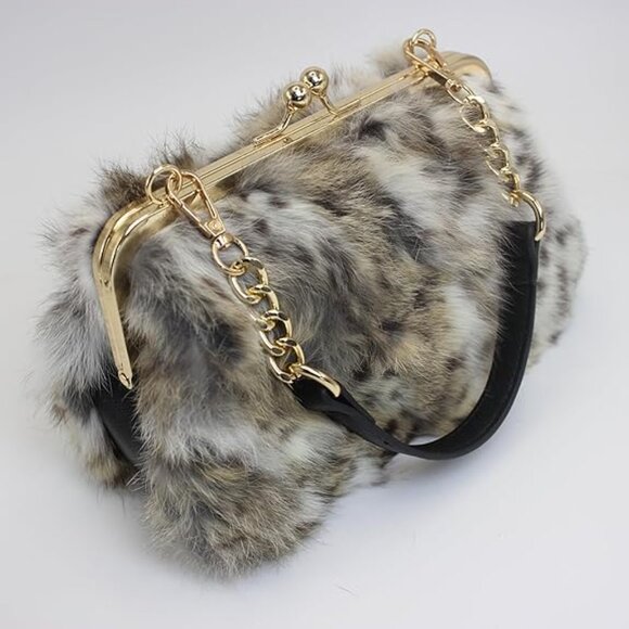 Neiman Marcus Elegant Lynx Stripe Print Handbag - Picture 1 of 8